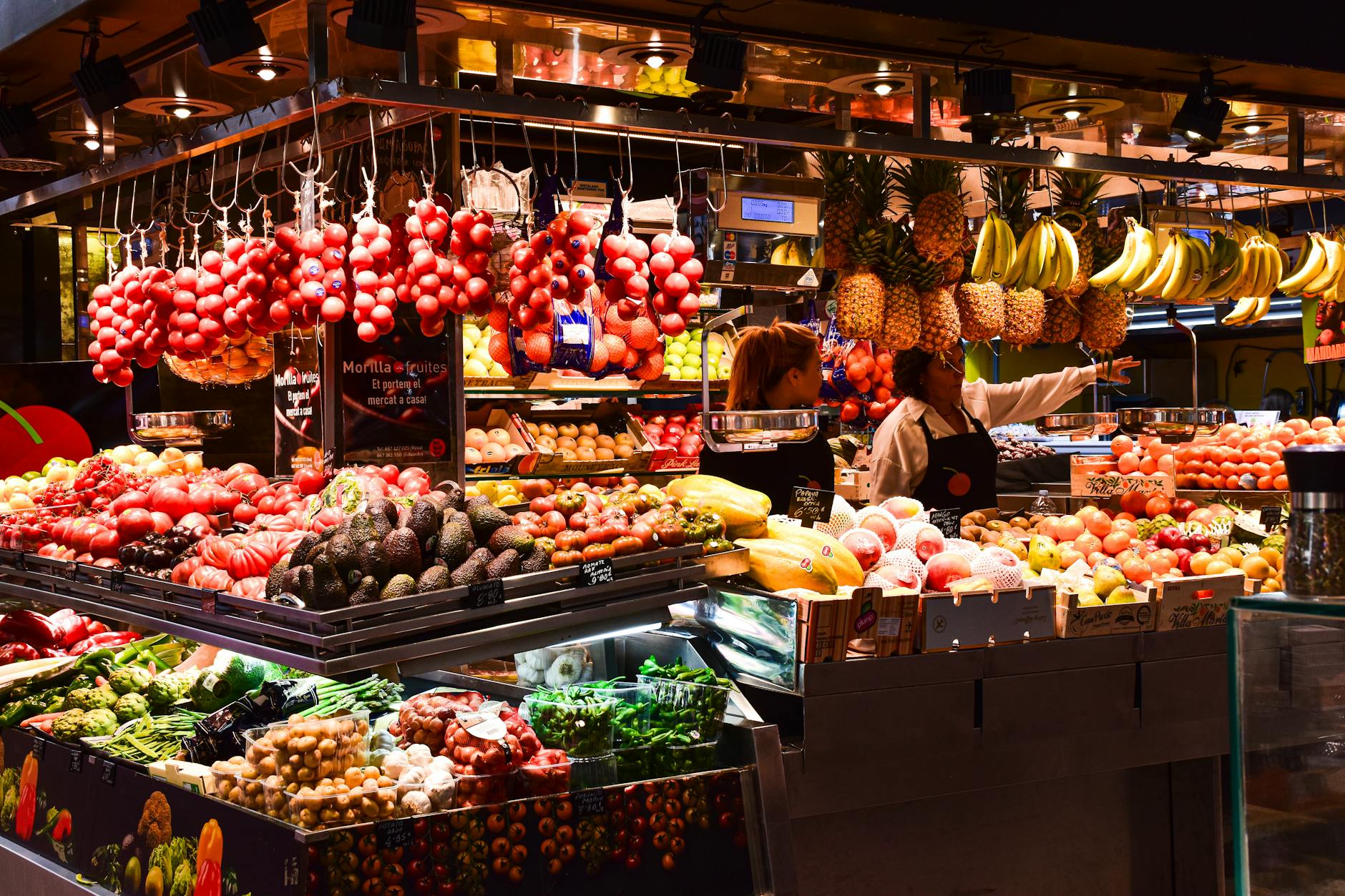 Mercado de la Boqueria en Las Ramblas de Barcelona