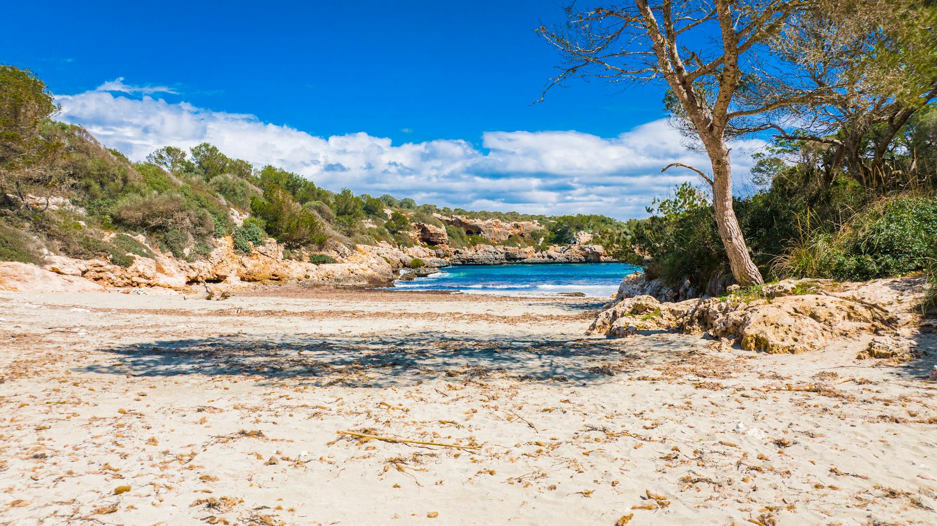 Cala rocosa con aguas turquesas en Mallorca, Islas Baleares